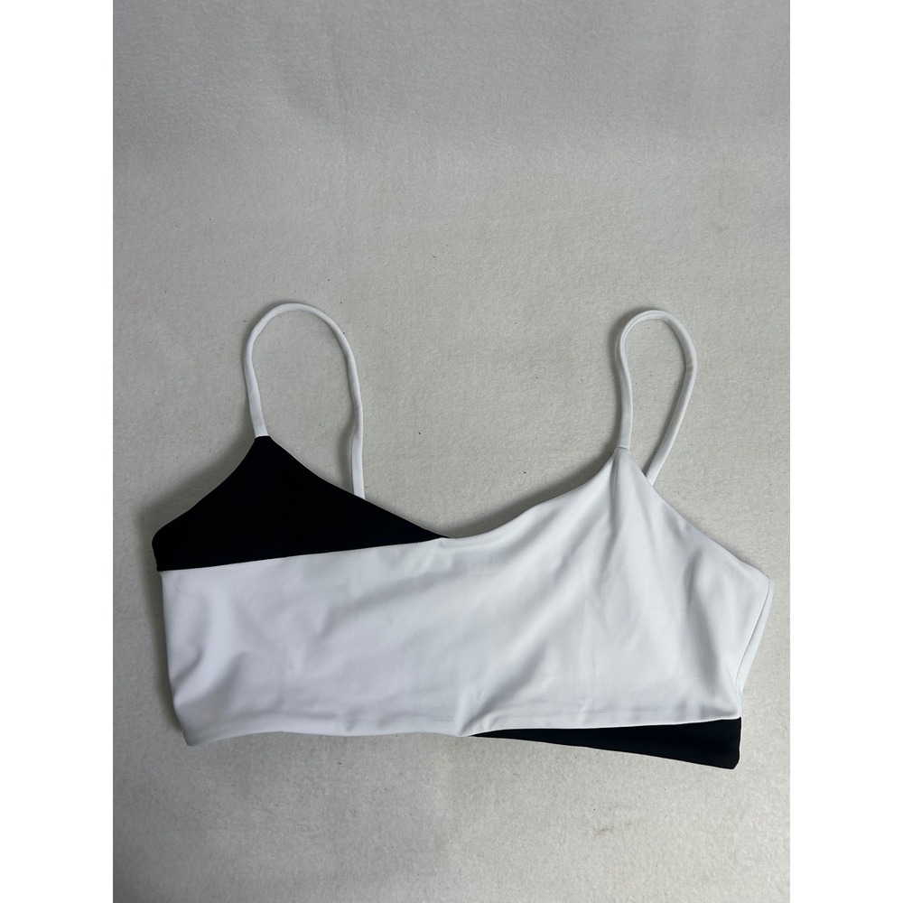 Minimalist Move With You Women L White Black Colorblock V Neck Padded Sports Bra